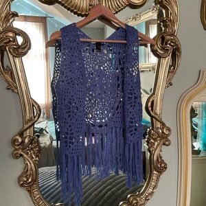 MAK Sweater, knitted, blue, fringe